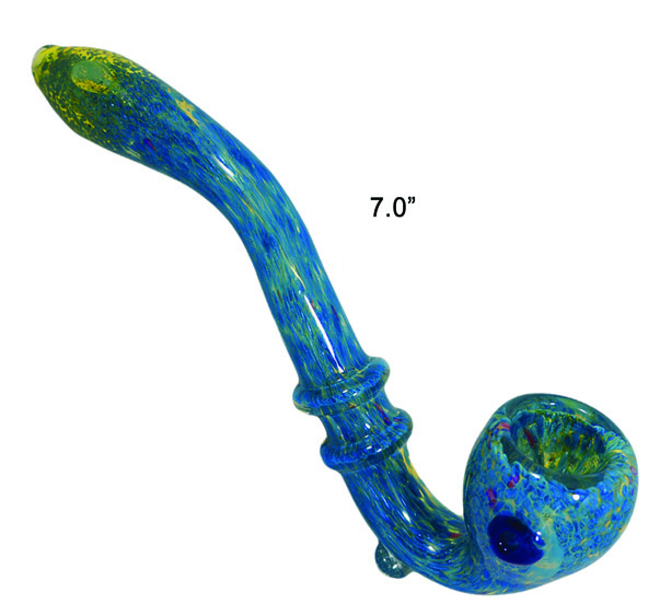 7 Inch Blue And Green Glass Hand Pipe