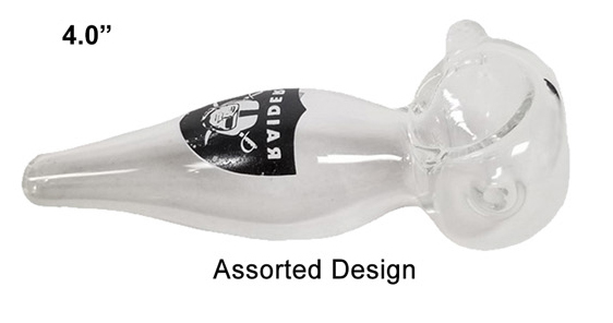 4 Inch Black And White Logo Glass Pipe