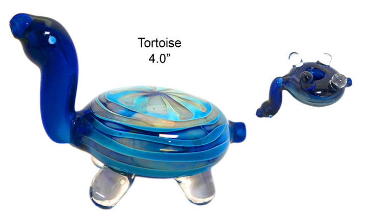 4 Inch Blue Turtle Glass Hand Pipe