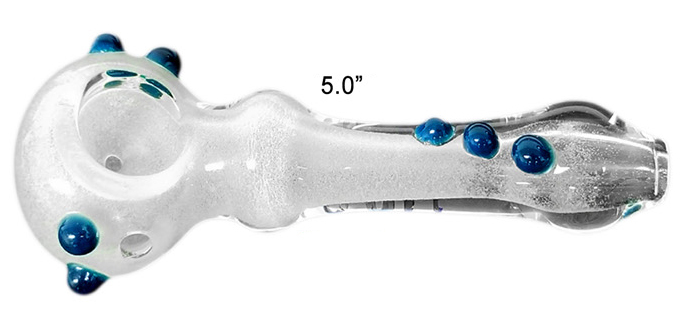 5 Inch Snow White And Blue Glass Hand Pipe