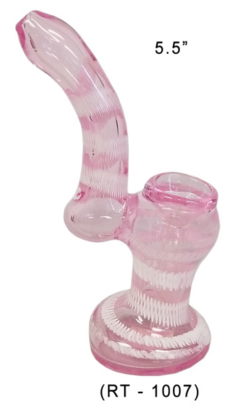 5.5 Inch Pink And White Bubbler