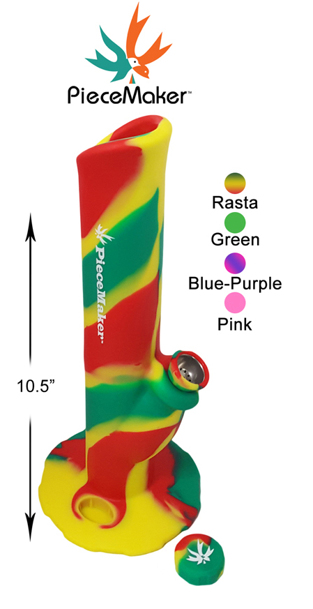 10.5 Inch Piecemaker Rasta Silicone Straight Shooter With Removable Cap