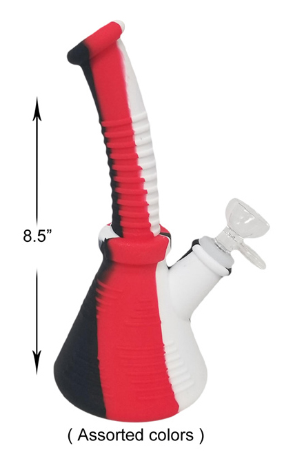 8.5 Inch Red black white Silicone Water Pipe