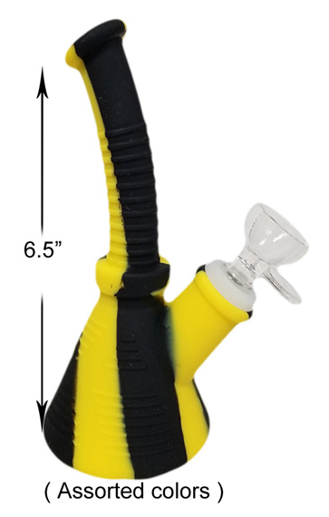 6.5 Inch Black yellow Silicone Water Pipe