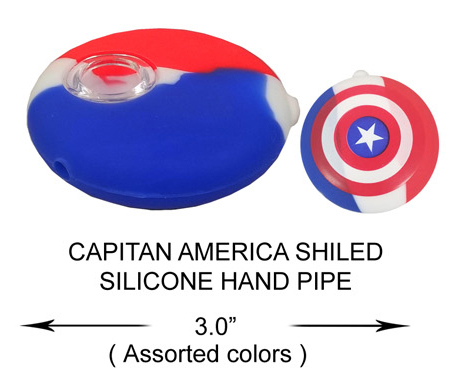 3 Inch Captain America Shield Silicone Hand Pipe