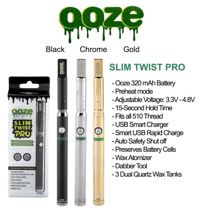 OOZE Slim Twist Pro 320mah Battery 3.3v 4.8v