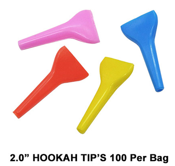 2 Inch Hookah Wide Tip 100 Per Bag Assorted Colors