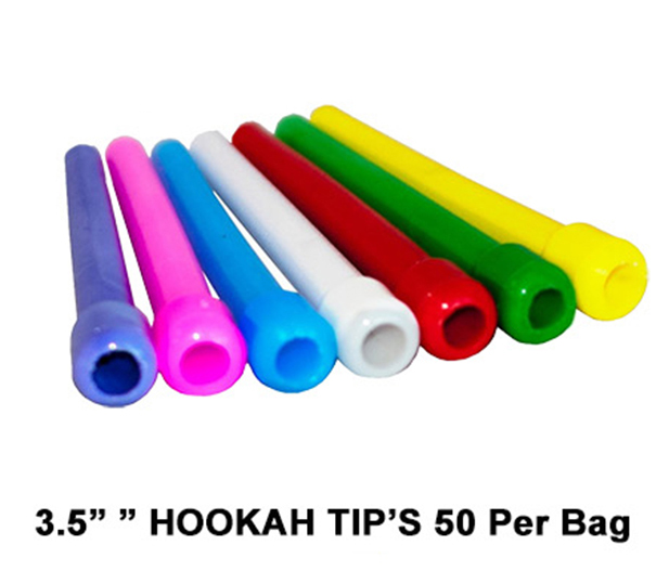 3.5 Inch Hookah Straight Tips 50 Per Bag Assorted Colors