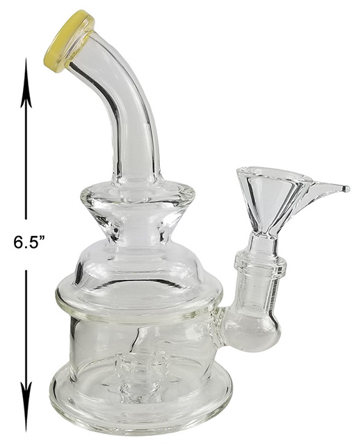 6.5 Inch Clear And Yellow Percolator Water Pipe