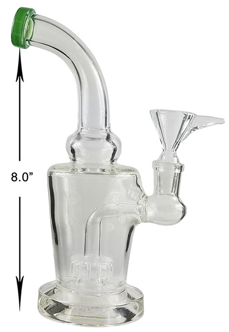 8 Inch Clear And Green Percolator Water Pipe