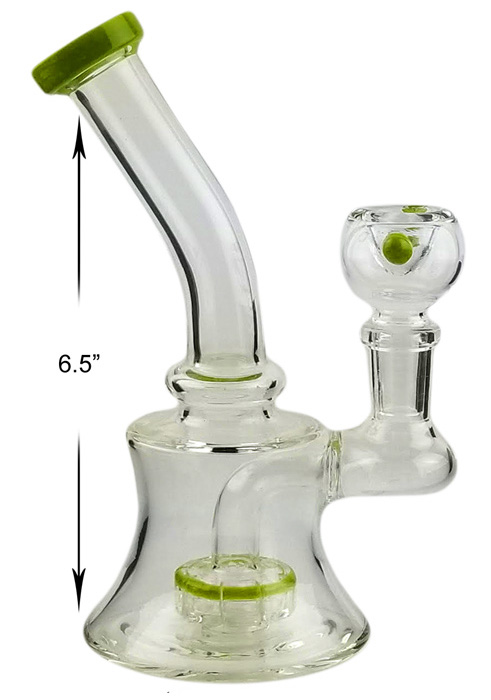 6.5 Inch Clear And Green Percolator Water Pipe