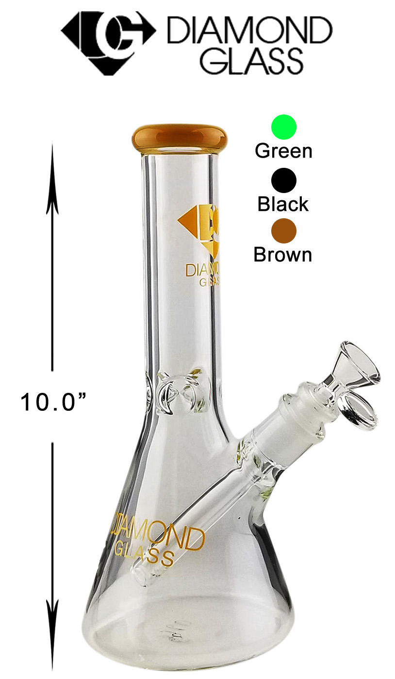10 Inch Brown Diamond Glass Beaker Water Pipe