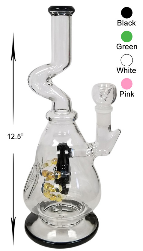 12.5 Inch White Black Monster Head Perc Water Pipe