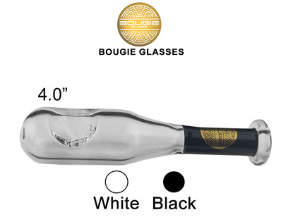 4 Inch White Black Bat Bougie Glass Pipe