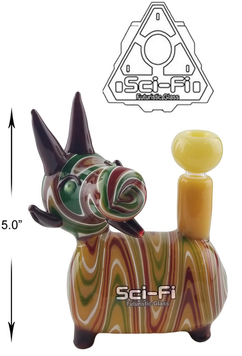 5 Inch Yellow red green Goat Sci fi Glass Water Pipe