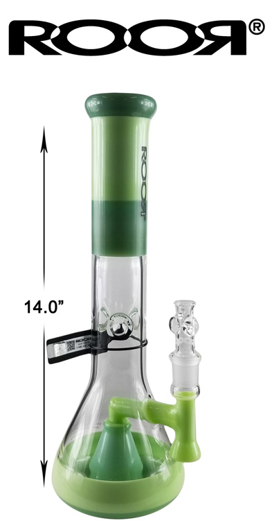 14 Inch Forest Green Roor Percolator Beaker Water Pipe