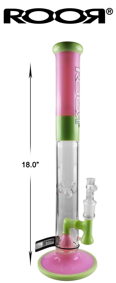 18 Inch Green pink Roor Perc Straight Shooter Water Pipe