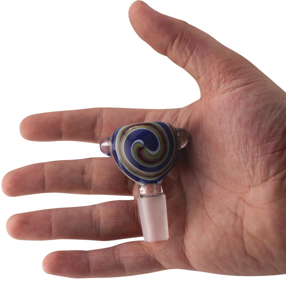 14 mm Male Azure Ribbon Bowl With Handle-Dark Blue