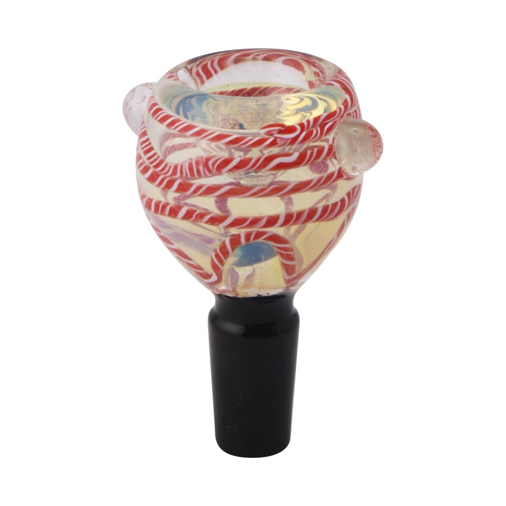 14 mm Male Candy Cane Swirl Bowl-Red
