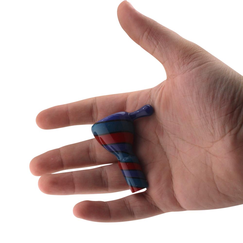 14 mm Male Fusion Stripe Bowl With Handle-Dark Blue Mix