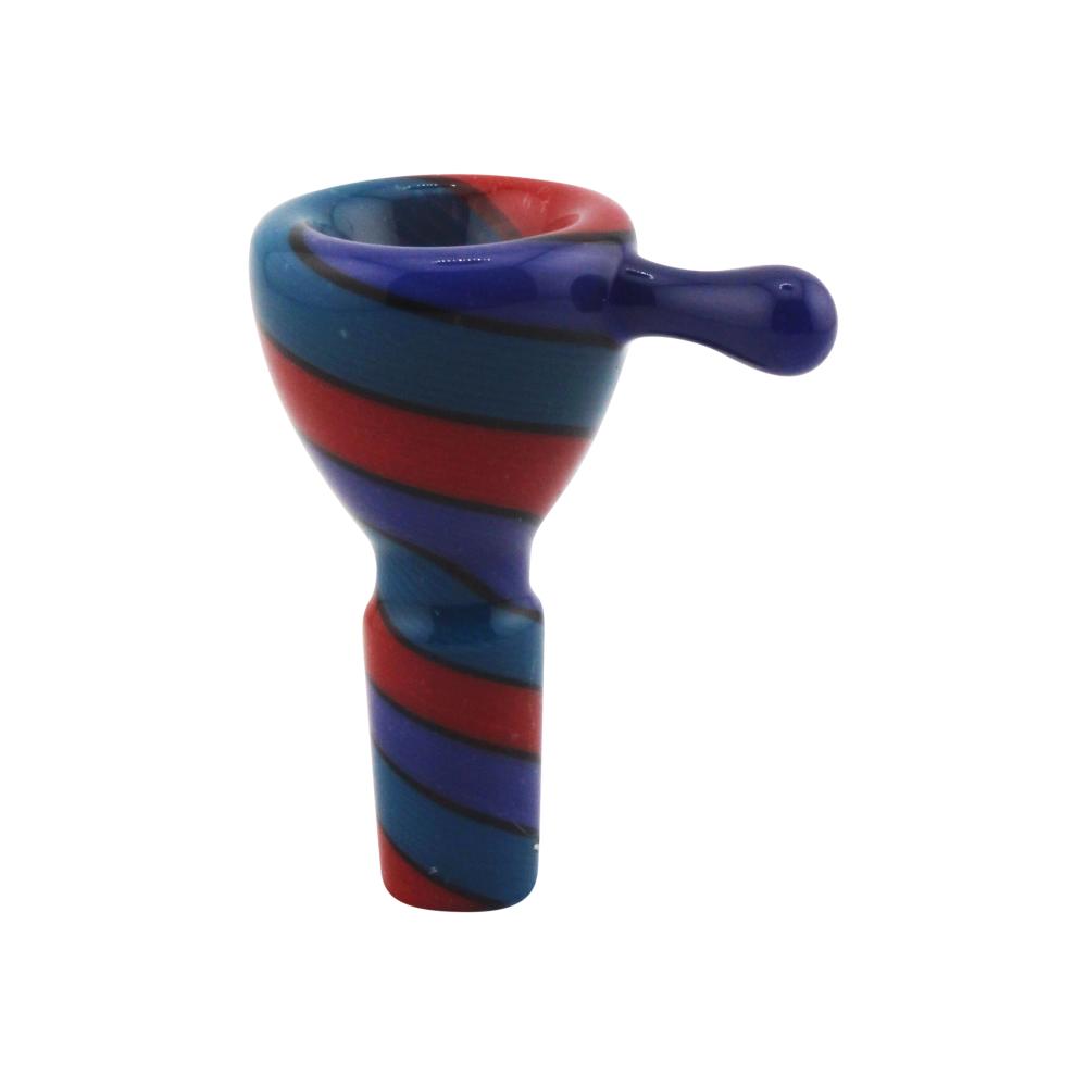 14 mm Male Fusion Stripe Bowl With Handle-Dark Blue Mix