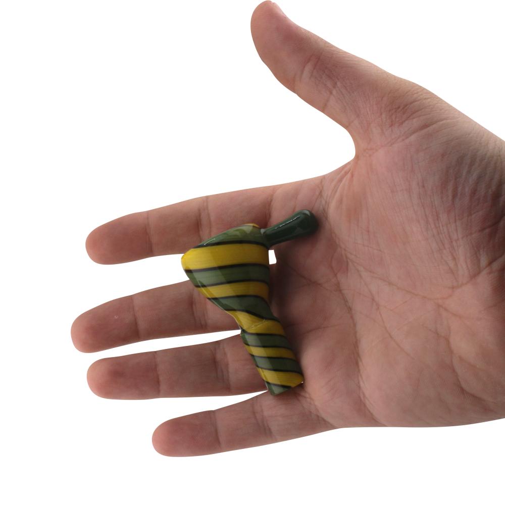 14 mm Male Fusion Stripe Bowl With Handle-Green Mix