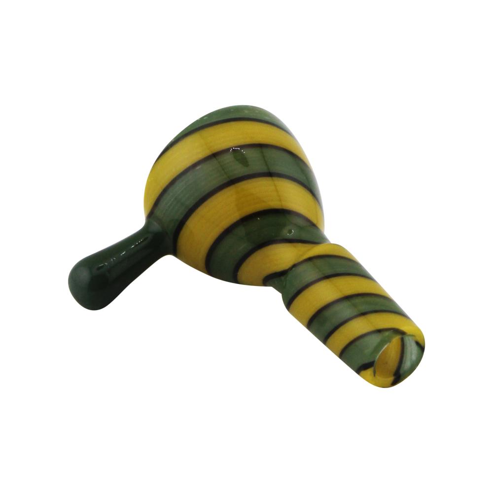 14 mm Male Fusion Stripe Bowl With Handle-Green Mix