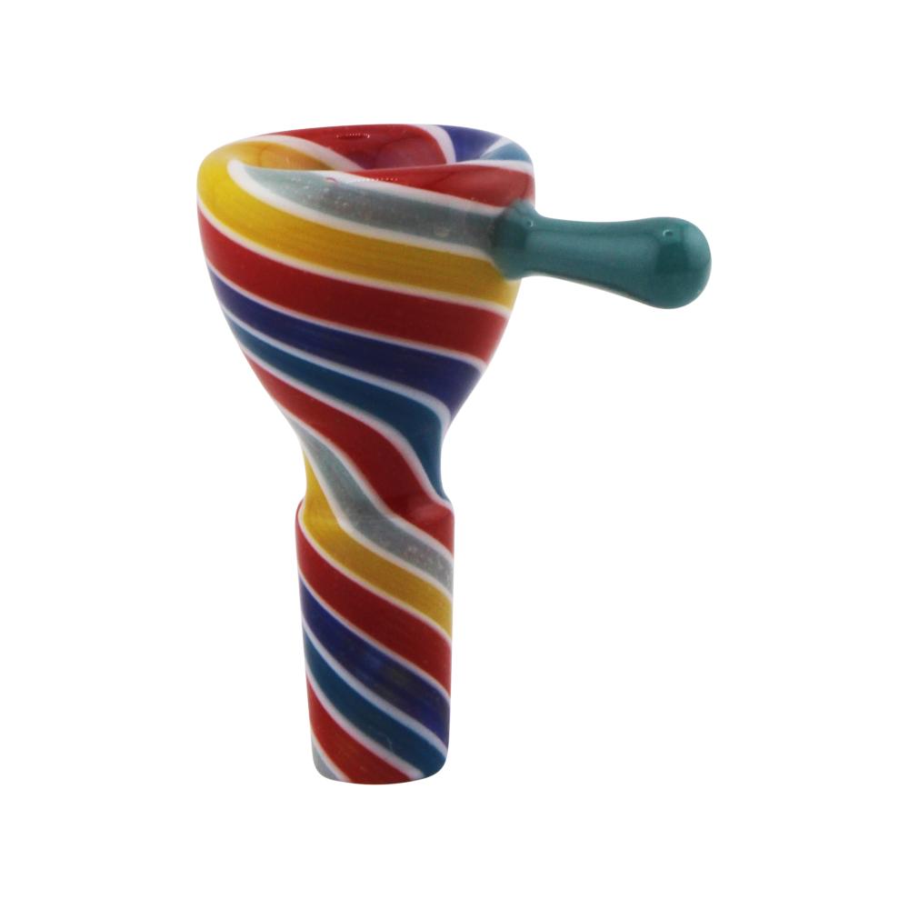 14 mm Male Fusion Stripe Bowl With Handle-Mix
