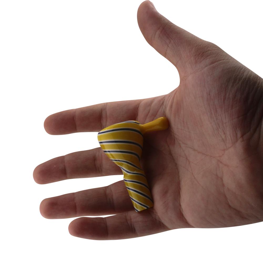 14 mm Male Fusion Stripe Bowl With Handle-Yellow