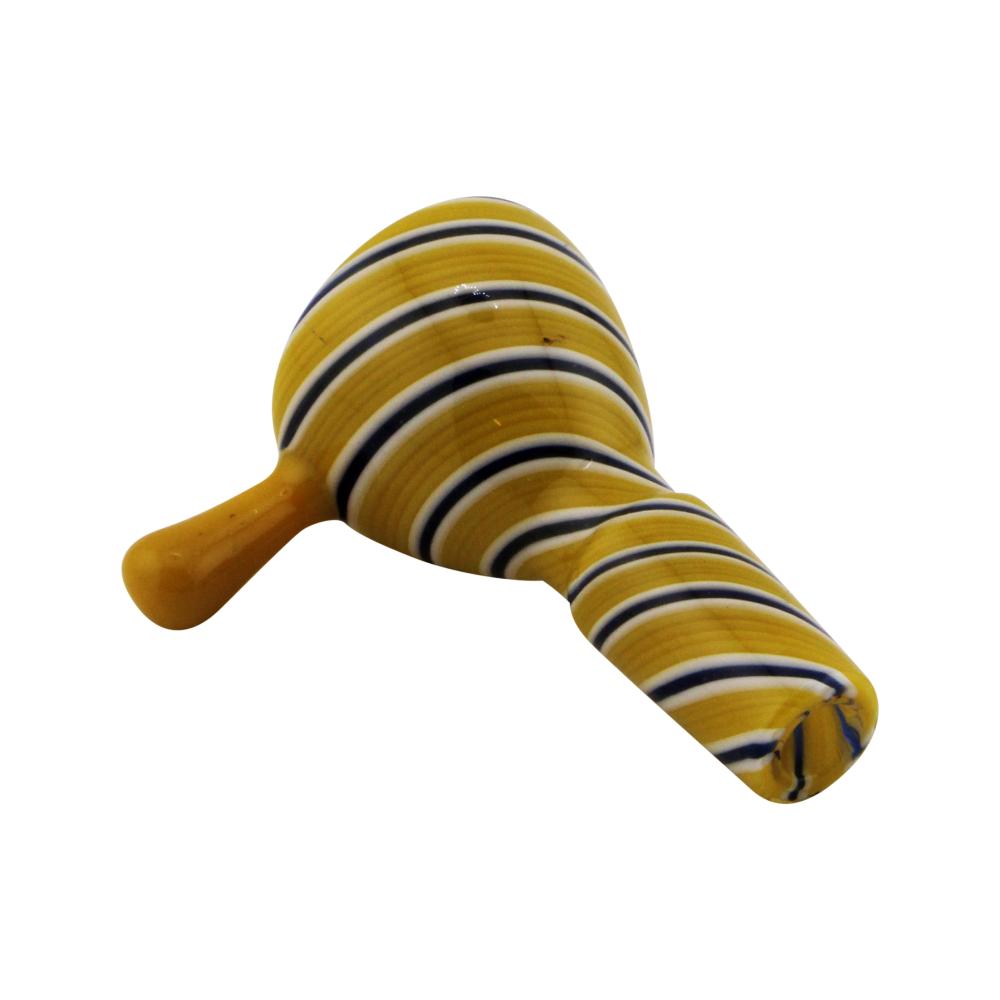 14 mm Male Fusion Stripe Bowl With Handle-Yellow