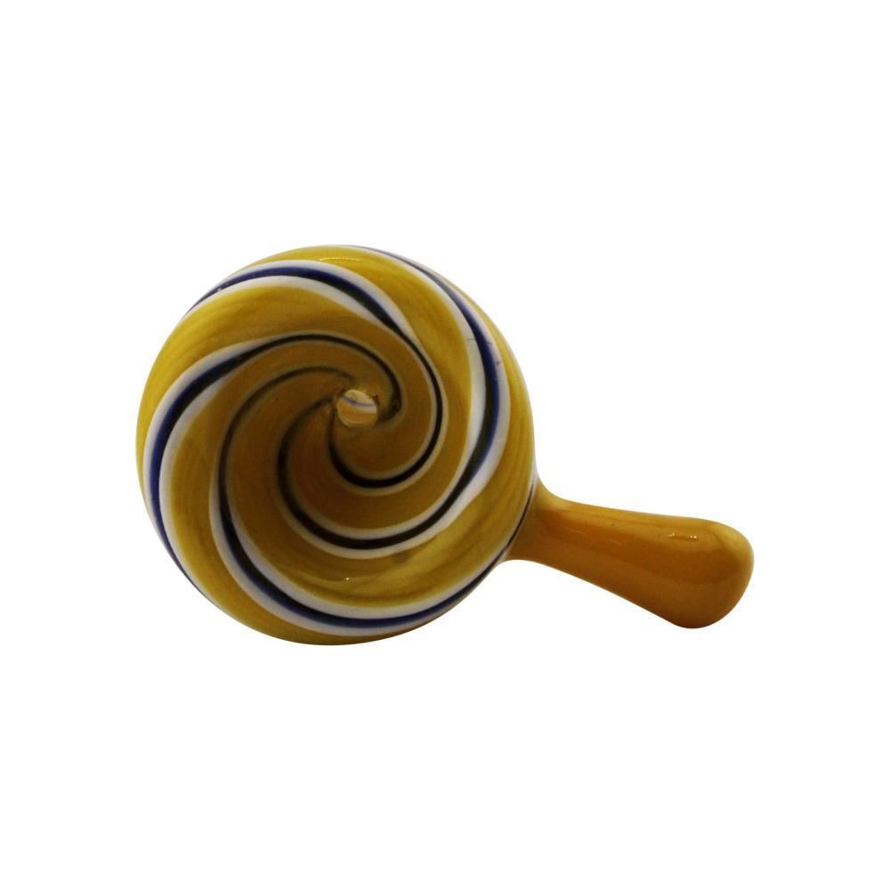 14 mm Male Fusion Stripe Bowl With Handle-Yellow
