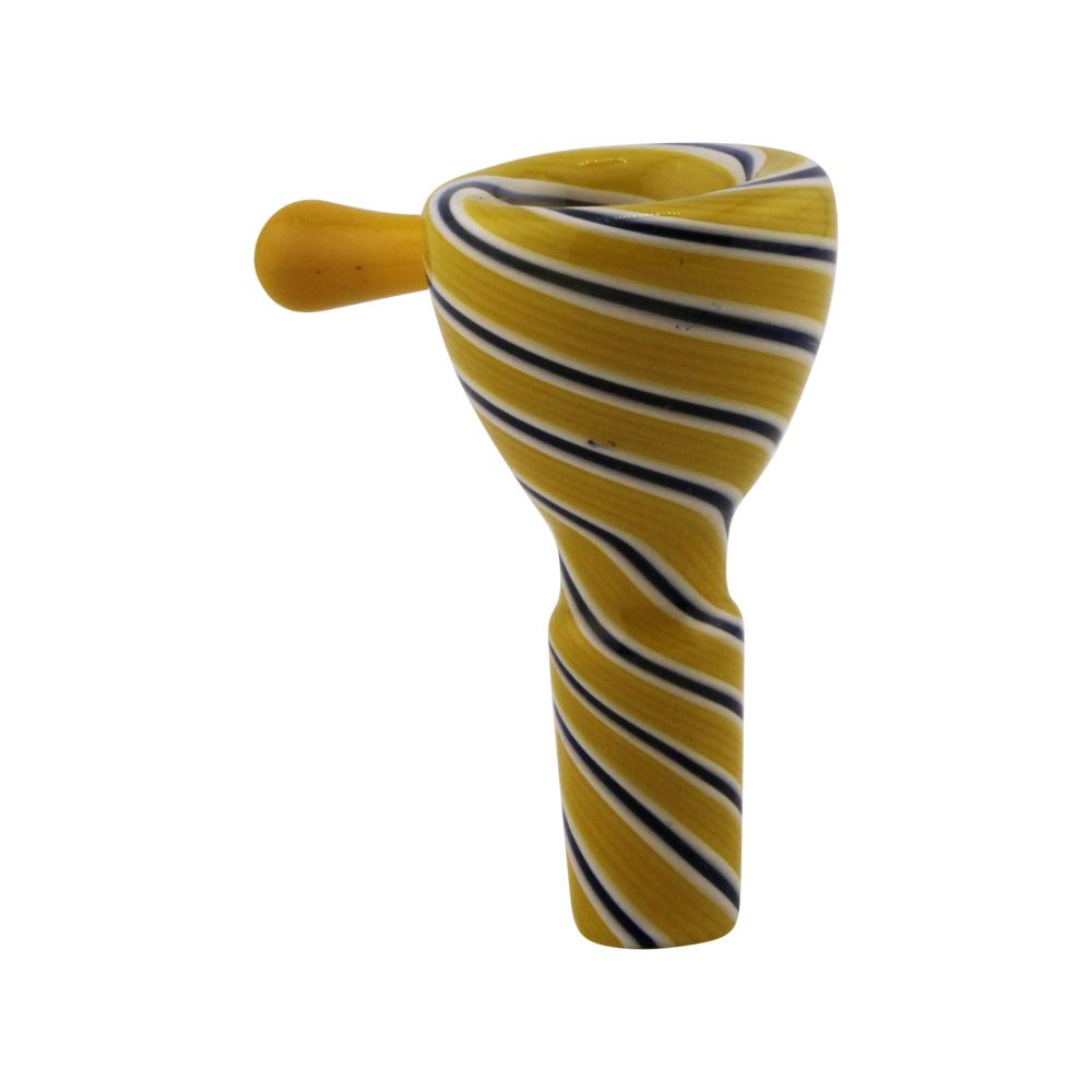 14 mm Male Fusion Stripe Bowl With Handle-Yellow