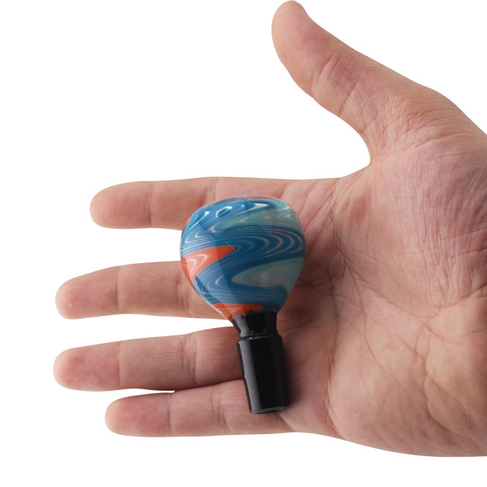 14 mm Male Ocean Ember Swirl Bowl-Orange and Blue