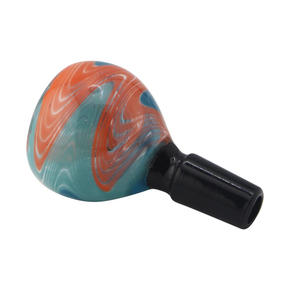 14 mm Male Ocean Ember Swirl Bowl-Orange and Blue