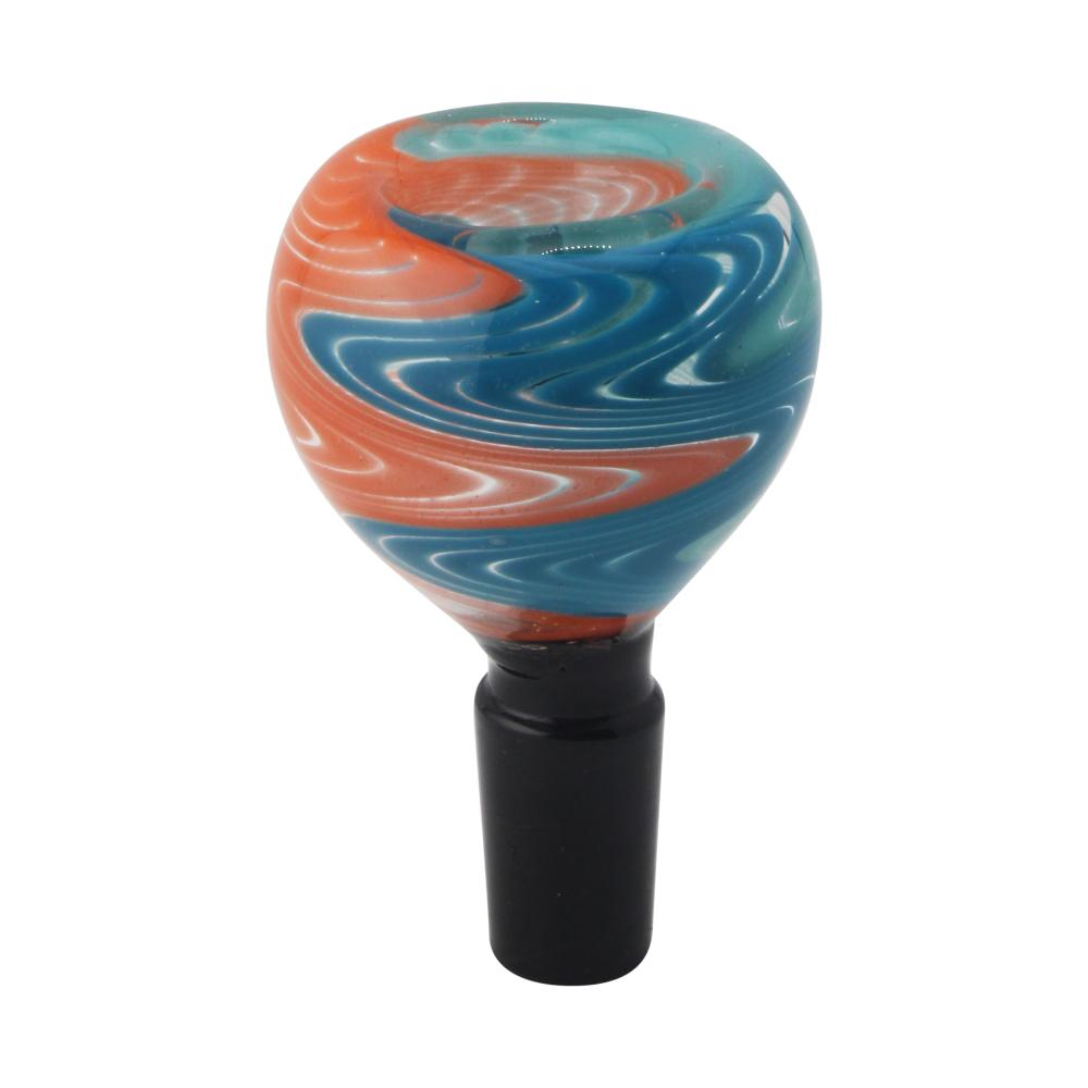 14 mm Male Ocean Ember Swirl Bowl-Orange and Blue