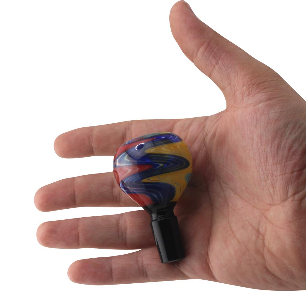 14 mm Male Ocean Ember Swirl Bowl-Red and Blue