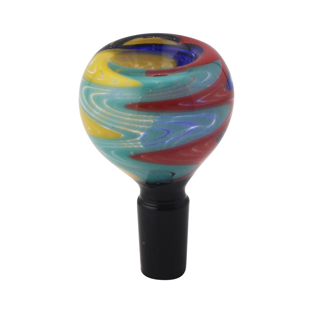 14 mm Male Ocean Ember Swirl Bowl-Red and Blue
