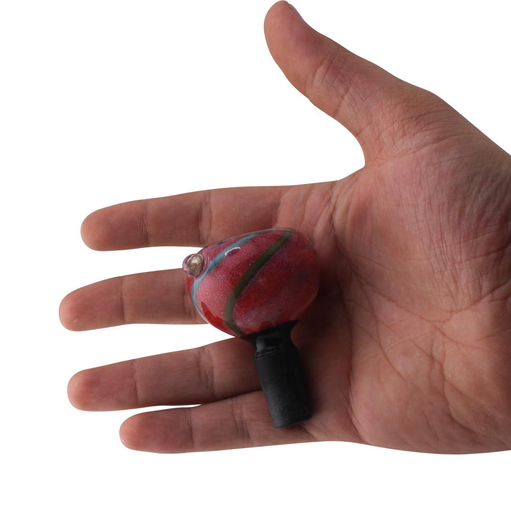 14 mm Male Opal Swirl Bowl With Handle-Dark Purple