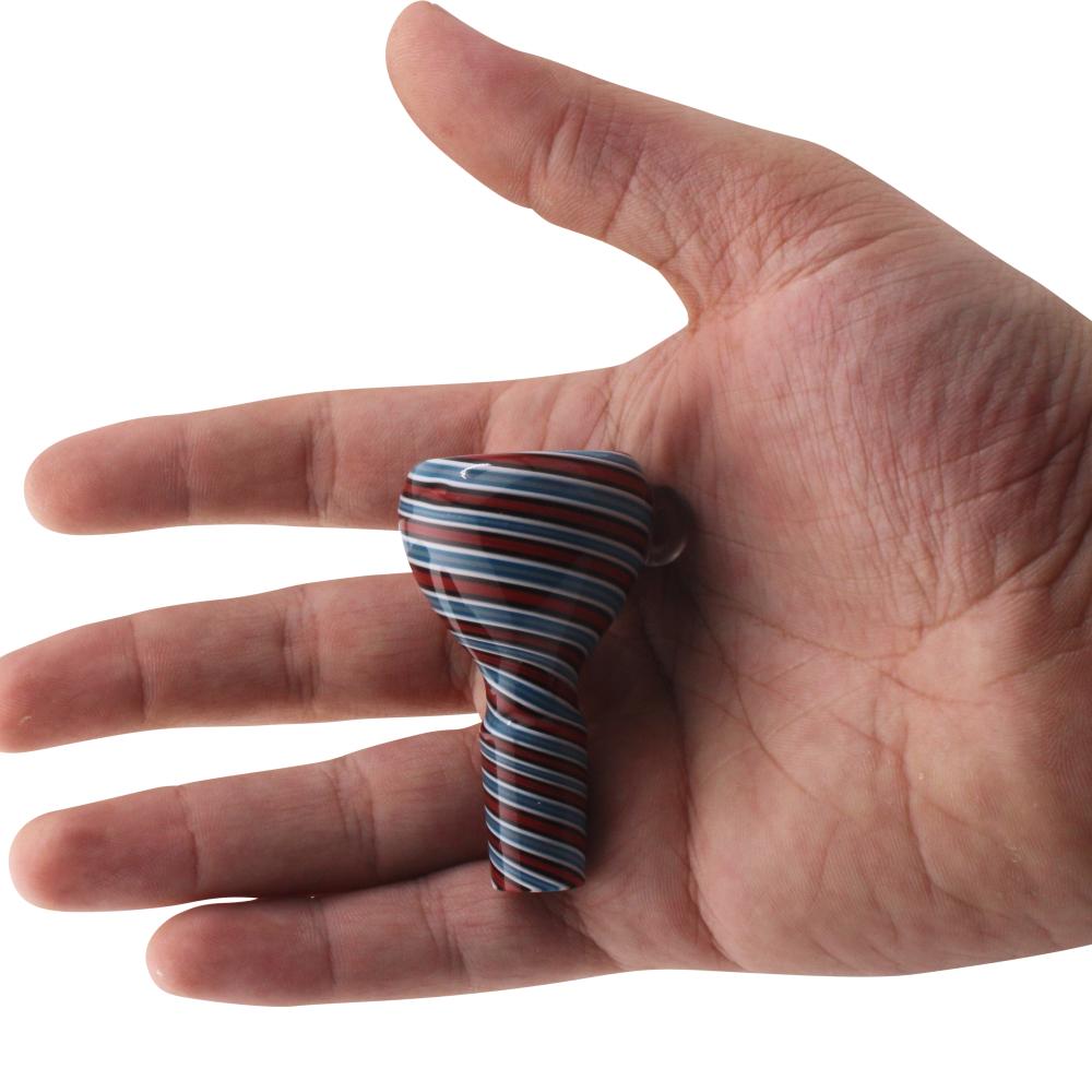 14 mm Male Ribbon Swirl Bowl With Handle-Blue Mix