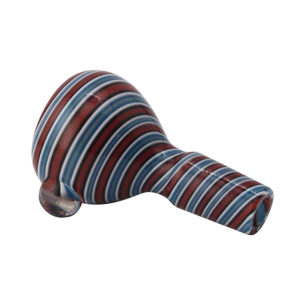 14 mm Male Ribbon Swirl Bowl With Handle-Blue Mix