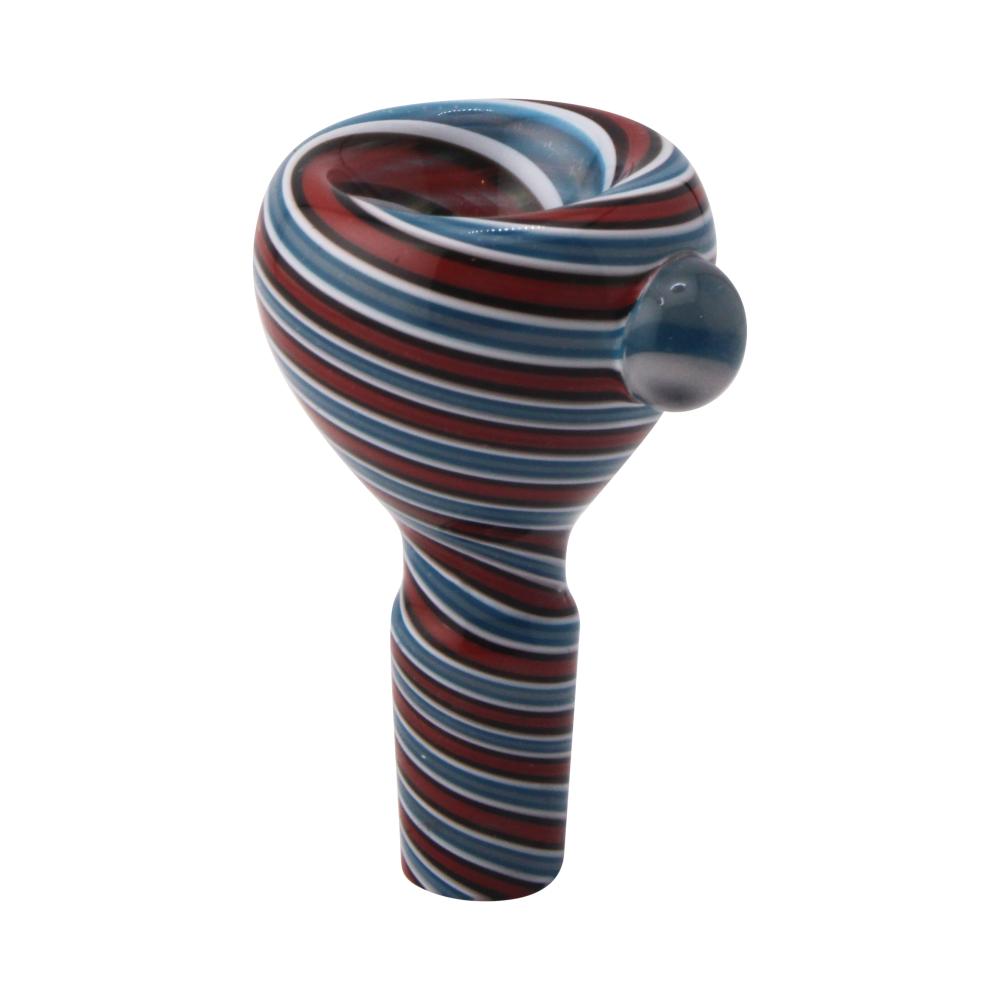 14 mm Male Ribbon Swirl Bowl With Handle-Blue Mix