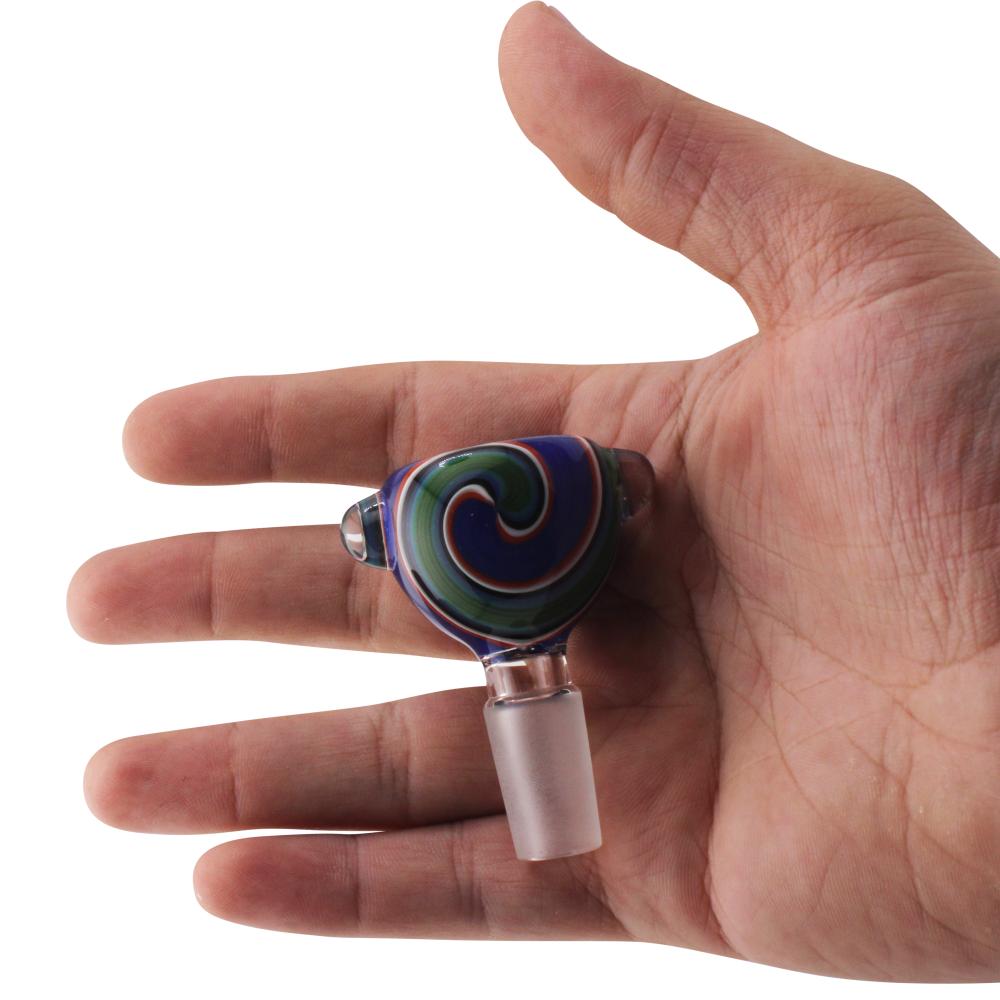 14 mm Male Wave Bowl With Handle-Blue