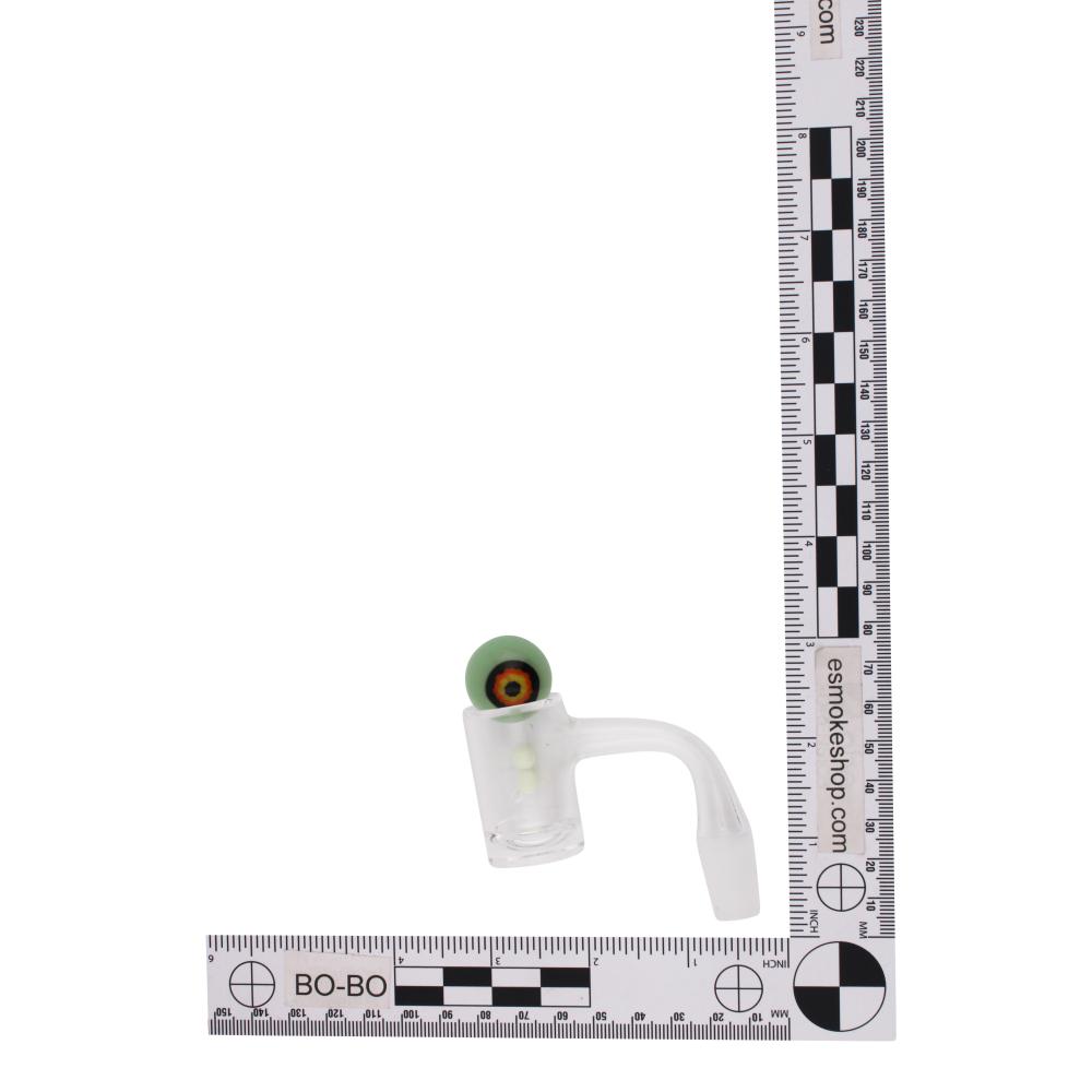 14mm Male 90 Degree Angle Evil Eye Design Glass With Pearl Banger-Light Green