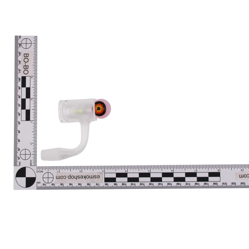 14mm Male 90 Degree Angle Evil Eye Design Glass With Pearl Banger-Pink