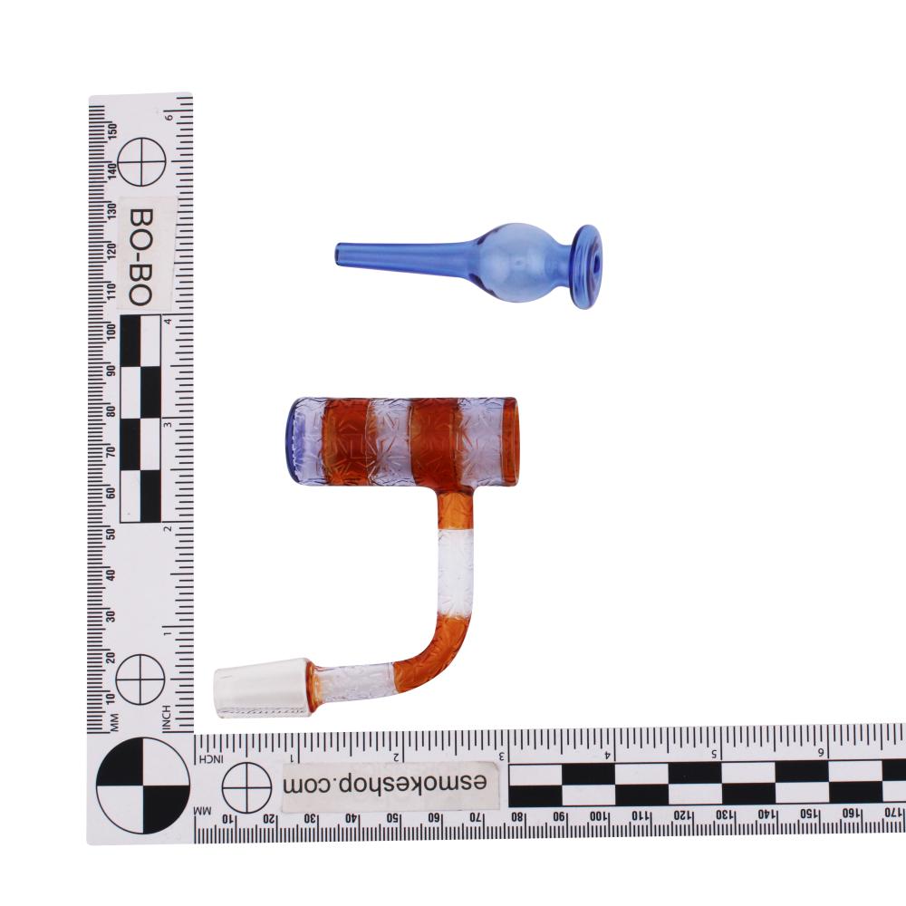 14mm Male 90 Degree Angle Line Design Glass Banger-Blue and Brown