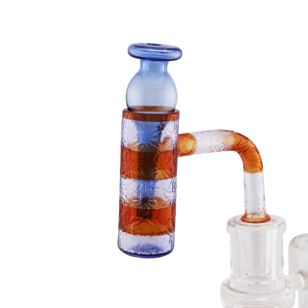 14mm Male 90 Degree Angle Line Design Glass Banger-Blue and Brown