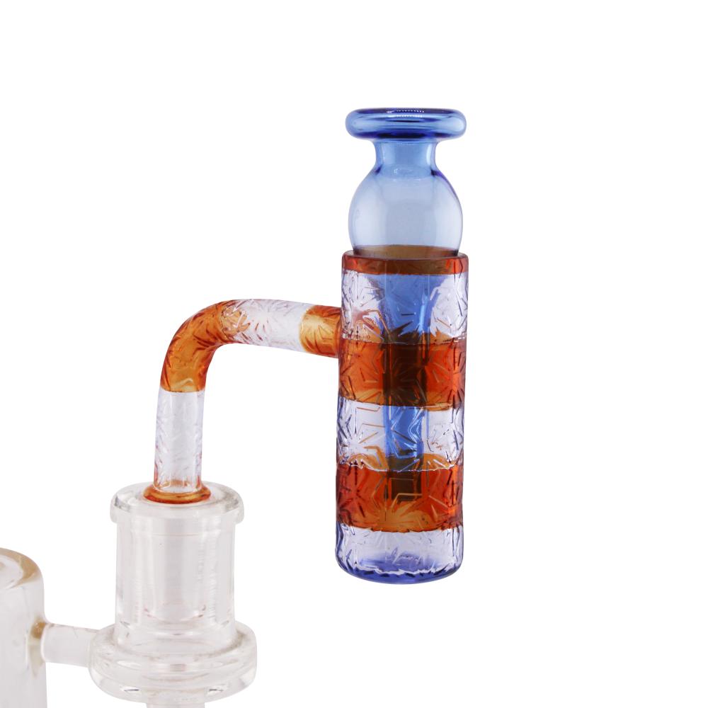 14mm Male 90 Degree Angle Line Design Glass Banger-Blue and Brown