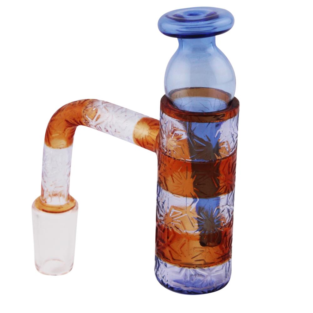 14mm Male 90 Degree Angle Line Design Glass Banger-Blue and Brown