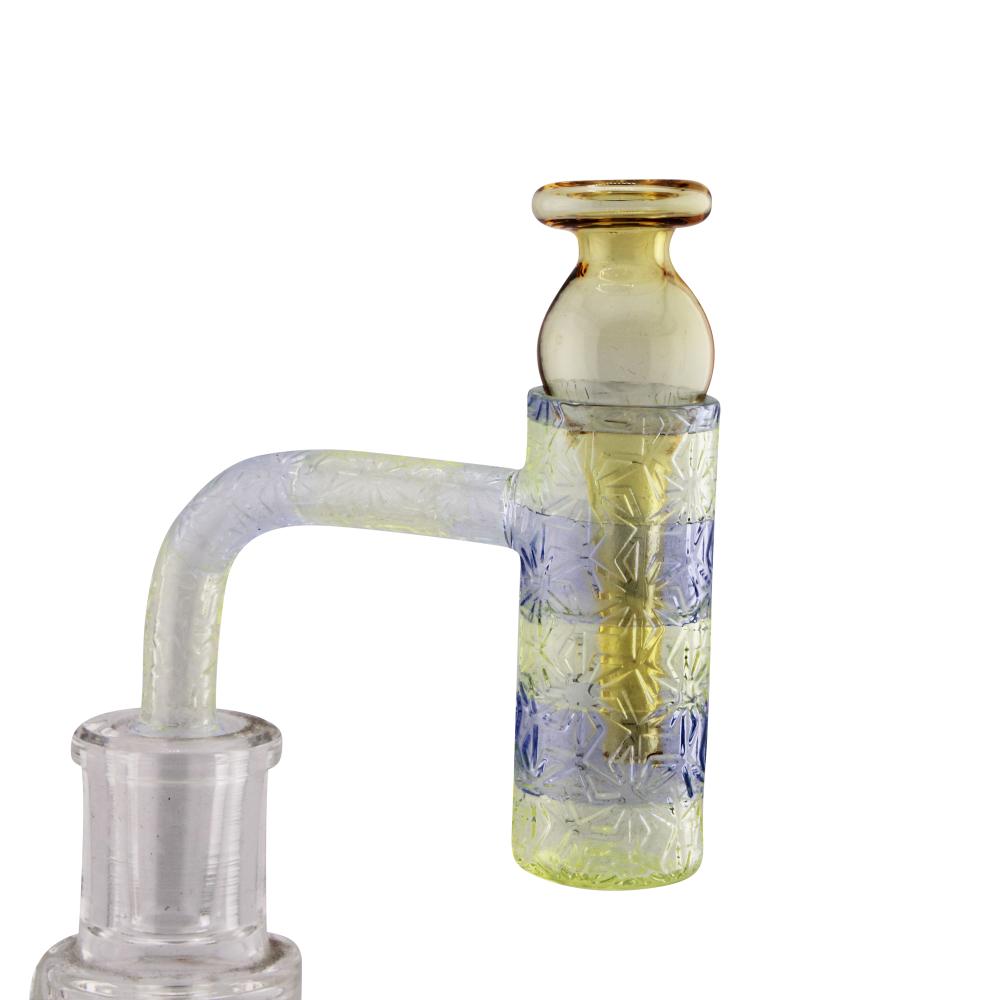 14mm Male 90 Degree Angle Line Design Glass Banger-Yellow