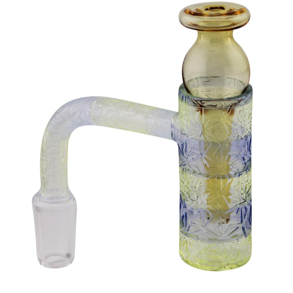 14mm Male 90 Degree Angle Line Design Glass Banger-Yellow